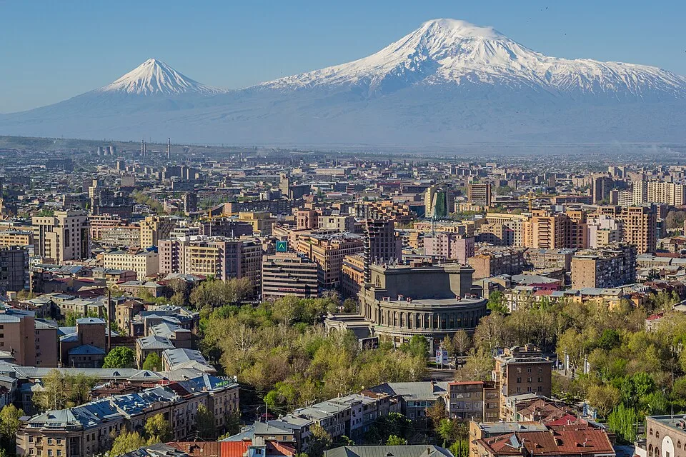 Yerevan skyline with Mount Ararat in the distance—regional context for South Caucasus diplomacy reporting