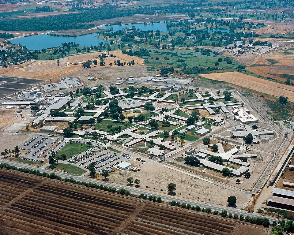 Aerial view of California Institution for Women state prison in Chino, San Bernardino County