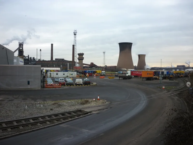 The Tata steelworks on Briggs Road, Scunthorpe, North Lincolnshire (January 2011 photograph by Ian S via Geograph, CC BY-SA 2.0 on Wikimedia Commons) — scene context for Newsorga's coverage of Prime Minister Sir Keir Starmer's May 11, 2026 announcement of legislation to take full public ownership of British Steel at Scunthorpe after talks with owner Jingye Group collapsed; branding in the photograph reflects the plant's prior Tata era, not the current operator.