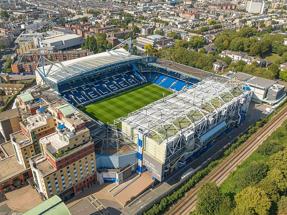 Stamford Bridge stadium exterior, Fulham, London, home of Chelsea FC