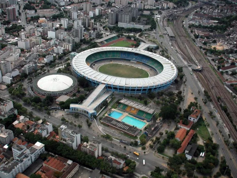 Exterior view of Maracanã stadium in Rio de Janeiro on a clear day