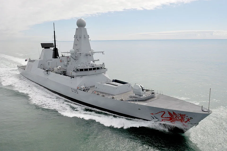 Royal Navy Type 45 destroyer HMS Dragon (D35) at sea