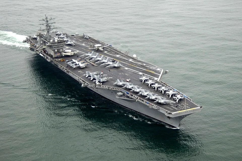 U.S. Navy aircraft carrier USS Nimitz (CVN-68) at sea (U.S. Navy file photo; illustrative of carrier operations, not a current Hormuz position report)
