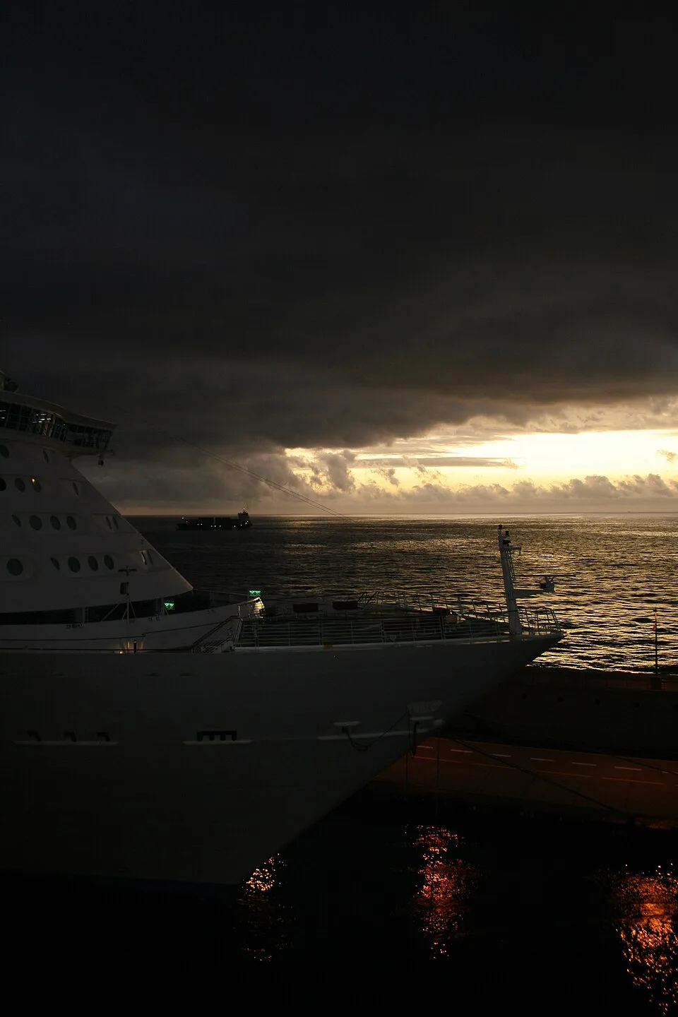 Cruise ship at Santa Cruz de Tenerife—generic Canary Islands port context for maritime health operations
