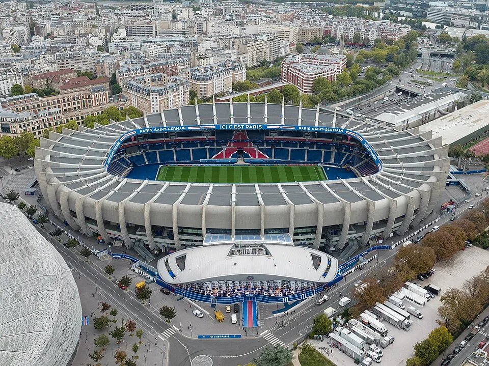 Parc des Princes football stadium exterior, Paris, France
