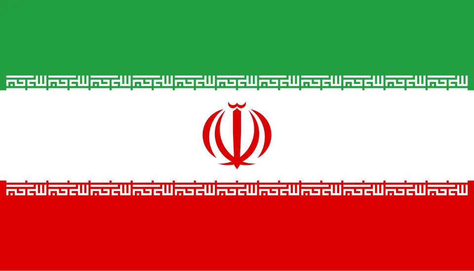 Flag of the Islamic Republic of Iran — Tehran's 14-point counterproposal and the nuclear/Hormuz deadlock sit at the centre of the strained April 7 ceasefire (Wikimedia Commons, public domain national symbol)